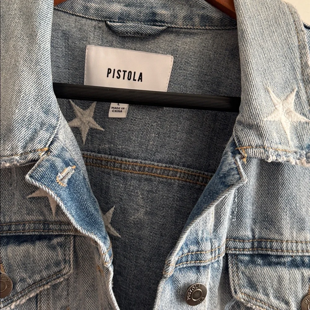 Pistola Star-Patterned Jean Jacket - Light Blue - Picture 3 of 4